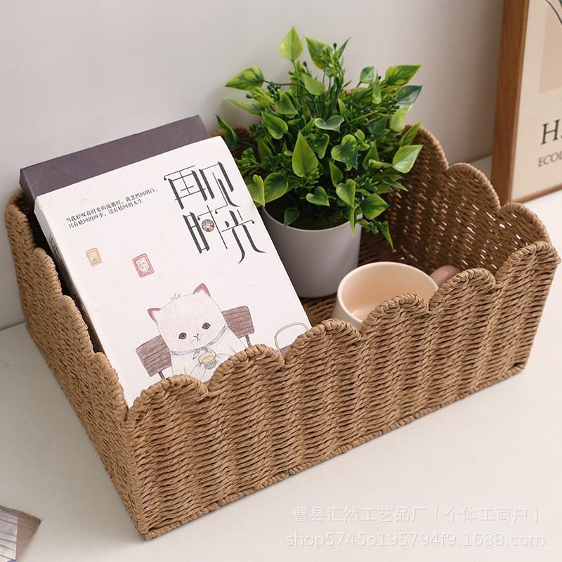 Rattan-Style Paper Storage Basket Set Home Organization - Small Medium Large Sizes