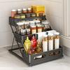 Kitchen Bottle and Jar Shelf, 3 Level Storage Rack with Height Change Support and Grip Feet for Cabinet or Sink Side