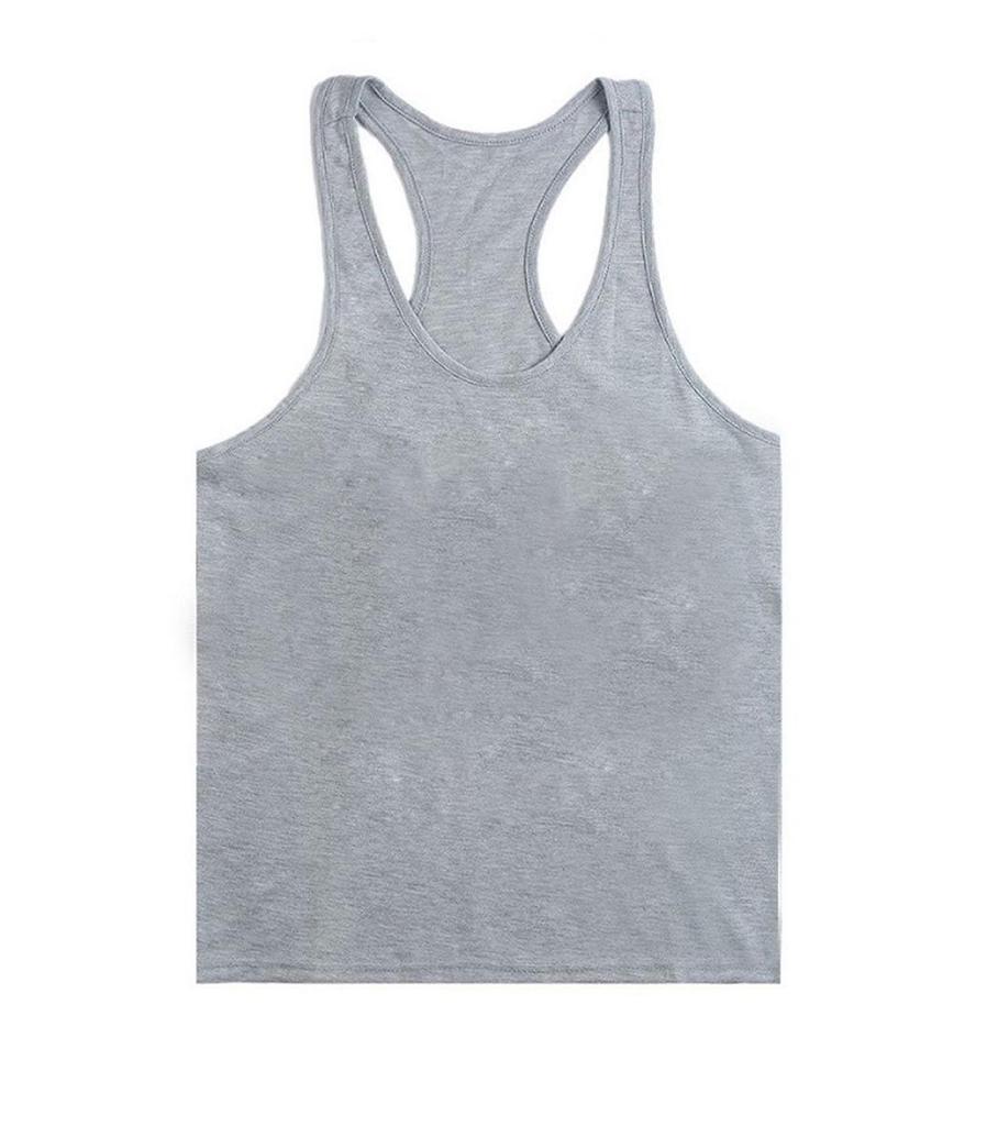 Men's Plus Size Solid Racerback Tank Top - Elastic Cotton Blend for Gym Training