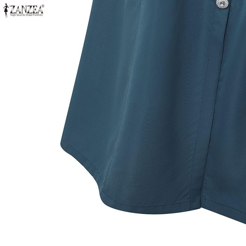 ZANZEA Women Lace Patchwork Round Neck Casual Short Sleeve Long Dress