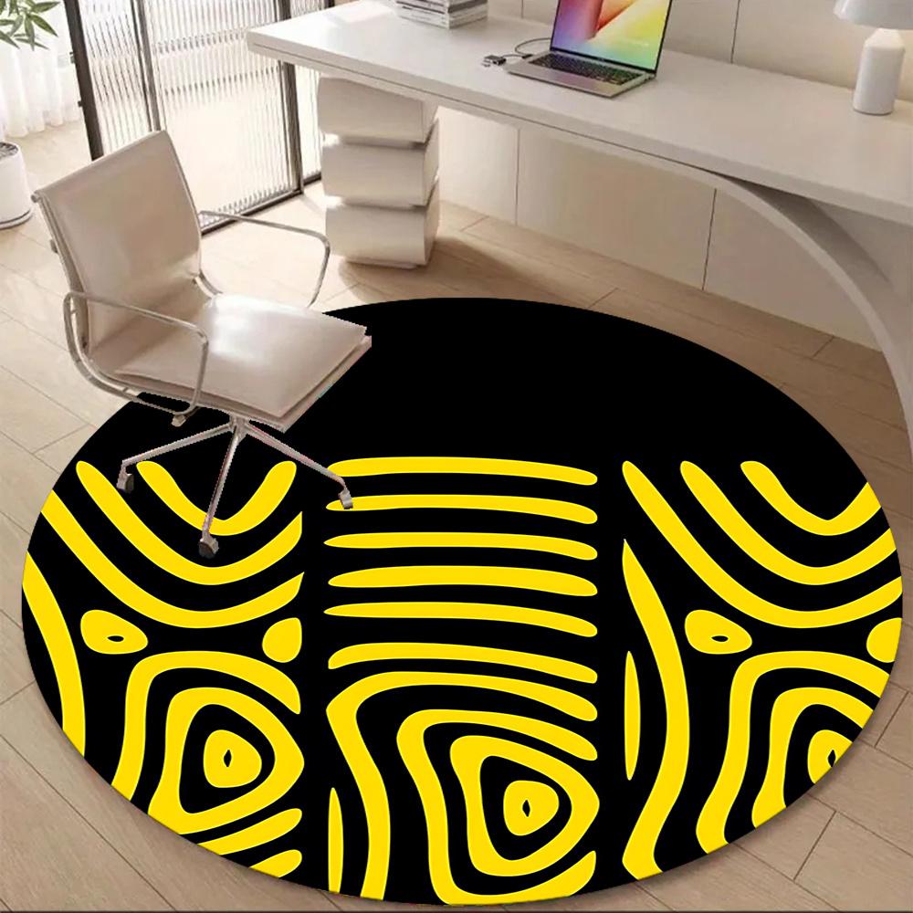 1pc Zebra Stripes Office Round Area Rug, Indoor Mat Suitable ForOffice, Under Office Chairs Bedroom Living Room Home Decor, Room Deco 060