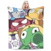 Super Soft Keroro Frog Cartoon Throw Blanket Premium Fleece Flannel Lightweight Bed Blanket Super Cozy Blankets All Season Use