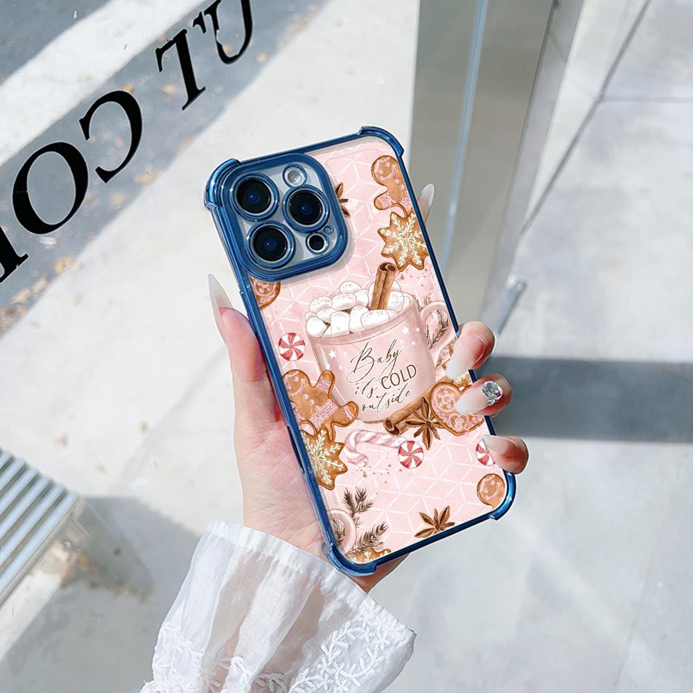 Ae114 Merry Christmas Christmas tree art Electroplated TPU Phone Cases for Samsung A54 A12 A14 S22 S23 S24 Ultra A55 A15 Four Corner Protection Cover