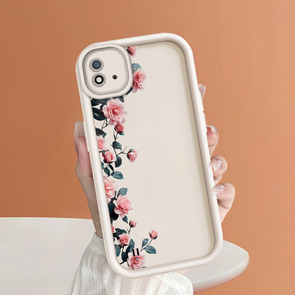 Měkký silikonový čtvercový žebříkový vzor tisku Pouzdro telefonu Plný kryt fotoaparátu Ochranné pryžové pouzdro odolné proti nárazům pro OPPO Realme