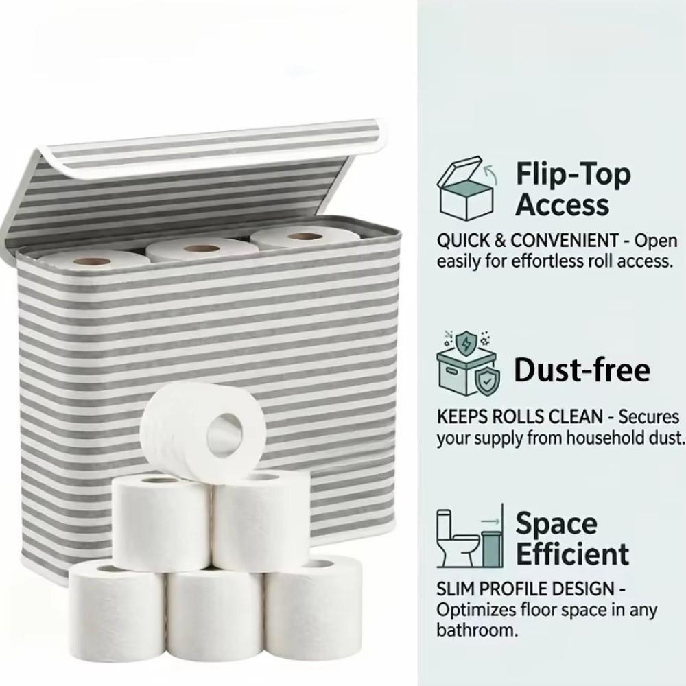 With Lid Toilet Paper Holder Stripe Printed Bathroom Tissue Box Laundry Basket Bathroom