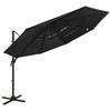 vidaXL Parasol with Aluminium Pole 4-layer Black 3x3 M