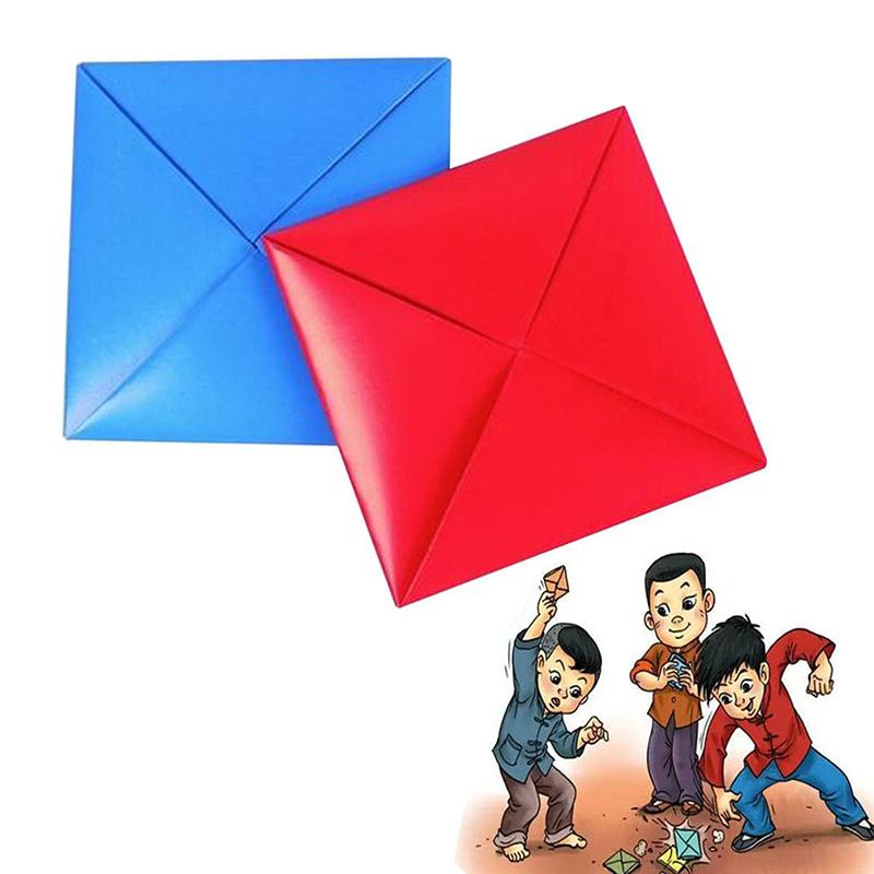 2Pcs Paper Flip Toy Game Blue Red Hard Cardboard Hiting Board Game Party Supplies Game With Family Friends Toy Gift