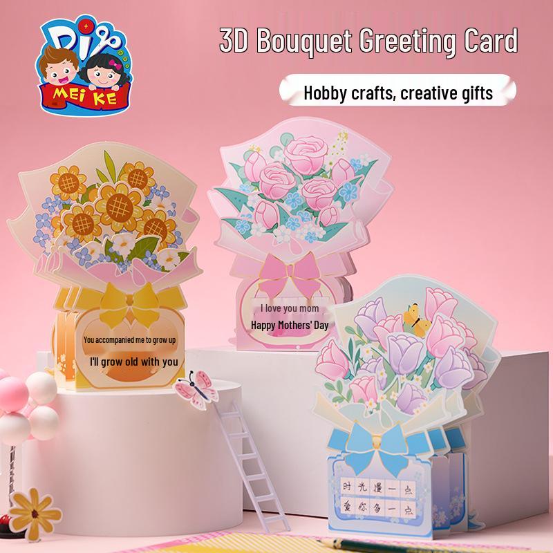 Handmade Teacher s Day 3D Flower Bouquet Card Craft Kit for Kids