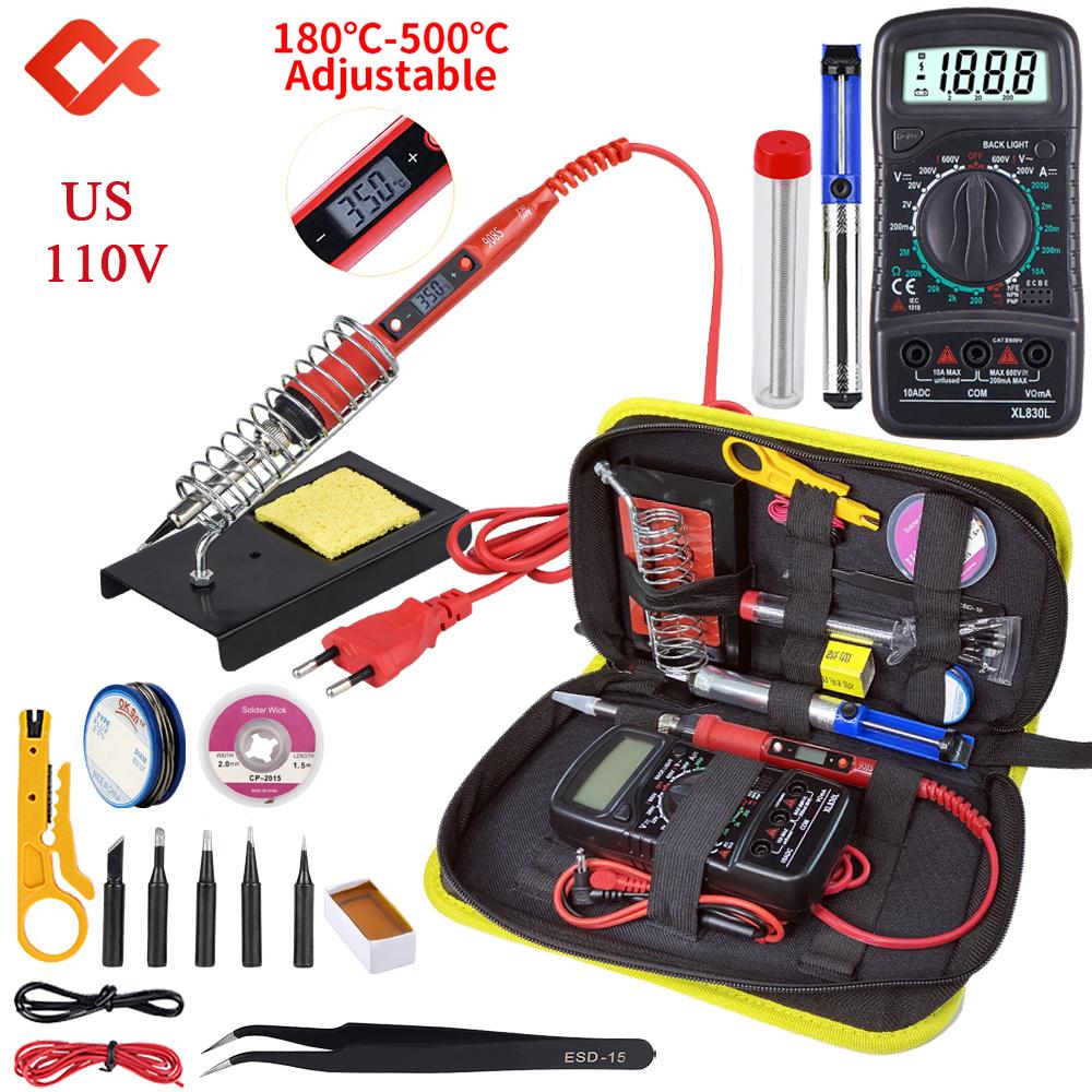 

Набори цифрових мультиметрів з паяльником Інструменти для ремонту електриків 220 В/110 В Вимірювач напруги з регулюванням температури US