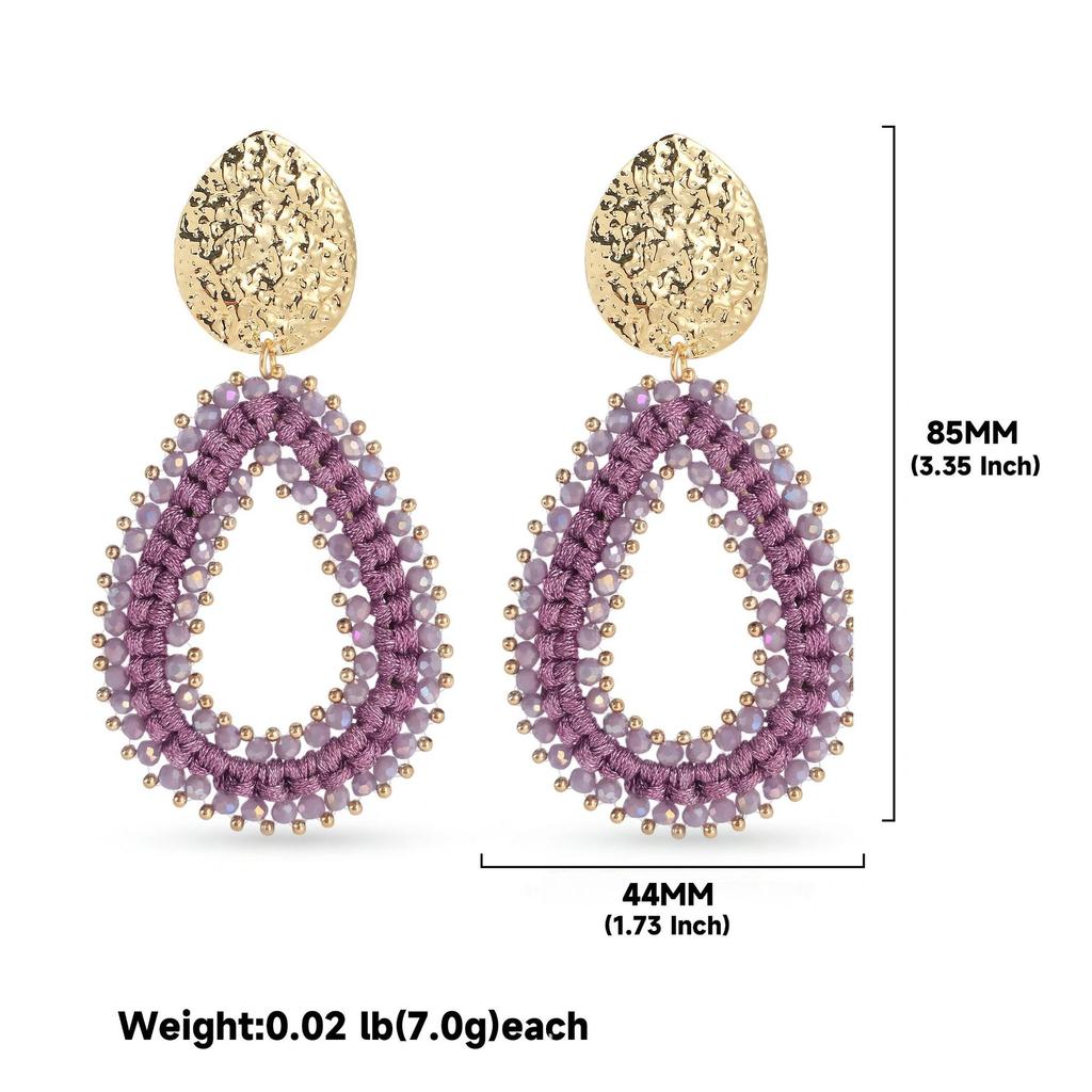 Badu Colorful Water Drop Shape Drop Earrings for Women Handmade Threading Crystal Beads Big Long Earrings Boho Jewelry Gift