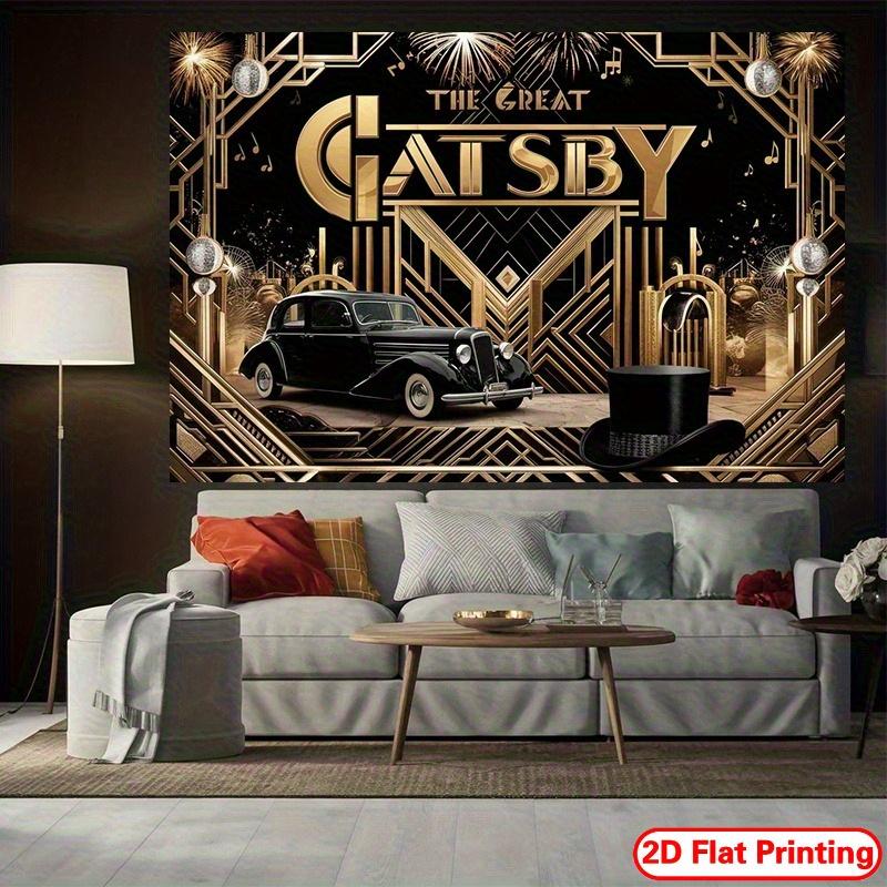2D Flat 1pc Great Gatsby Party Background Polyester Banner - Roaring 20s-themed Decoration Suitable for Event Background
