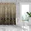 Brown Gradient Plaid Pattern Printed Shower Curtain, Waterproof, Washable, With 12 Hooks, Bathroom Shower, Bathtub, Home Use