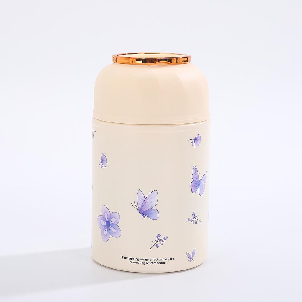 Portable 316 Stainless Steel Thermal Cooker with Embossed Design, Large Capacity Insulated Lunch Box & Handheld Stew Pot