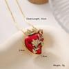 Fashion Red Oil Dripping Heart Pendant Necklaces For Women Gold Color Copper Party Jewelry Female