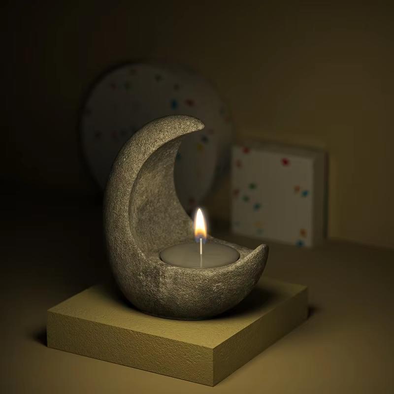 Moon half-moon aromatherapy candle holder silicone mold glue diyheart candle bottom holder lamp holder resin ornaments
