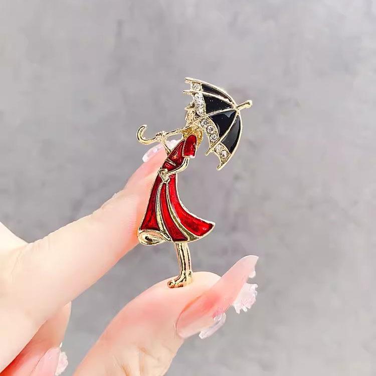 Umbrella Modern Girl Brooch Cartoon Simple Drip Corsage Creative Versatile Pin Clothing Accessories