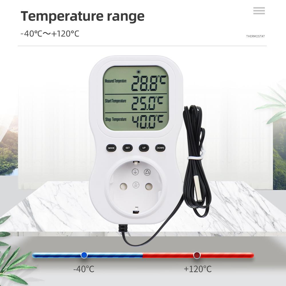 2025 Neuer Digitaler Temperaturregler Steckdose EU-Stecker Thermostat Zeitschaltuhr Steckdose mit Externem Sensorfühler Heizen Kühlen