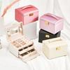 PU Leather Jewelry Holder Multi-layer Square Jewelry Box Fashion Jewelry Packing Bag  Outdoors