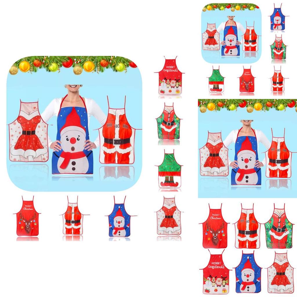 Christmas Themed Fabric Apron Colorful Printed Decorative Costume For Festive Celebrations