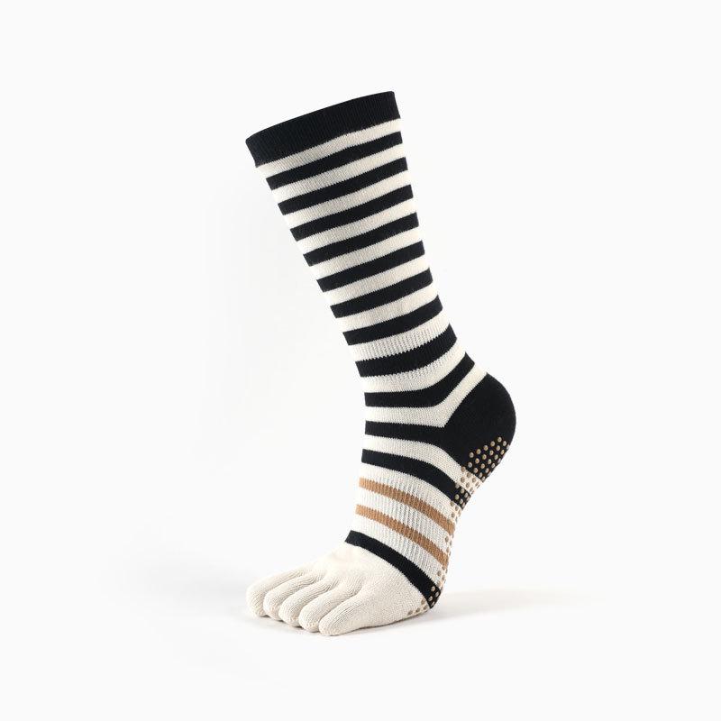 MEIKAN Women s Non-slip Striped Five-toe Yoga & Fitness Mid-calf Socks 35-38