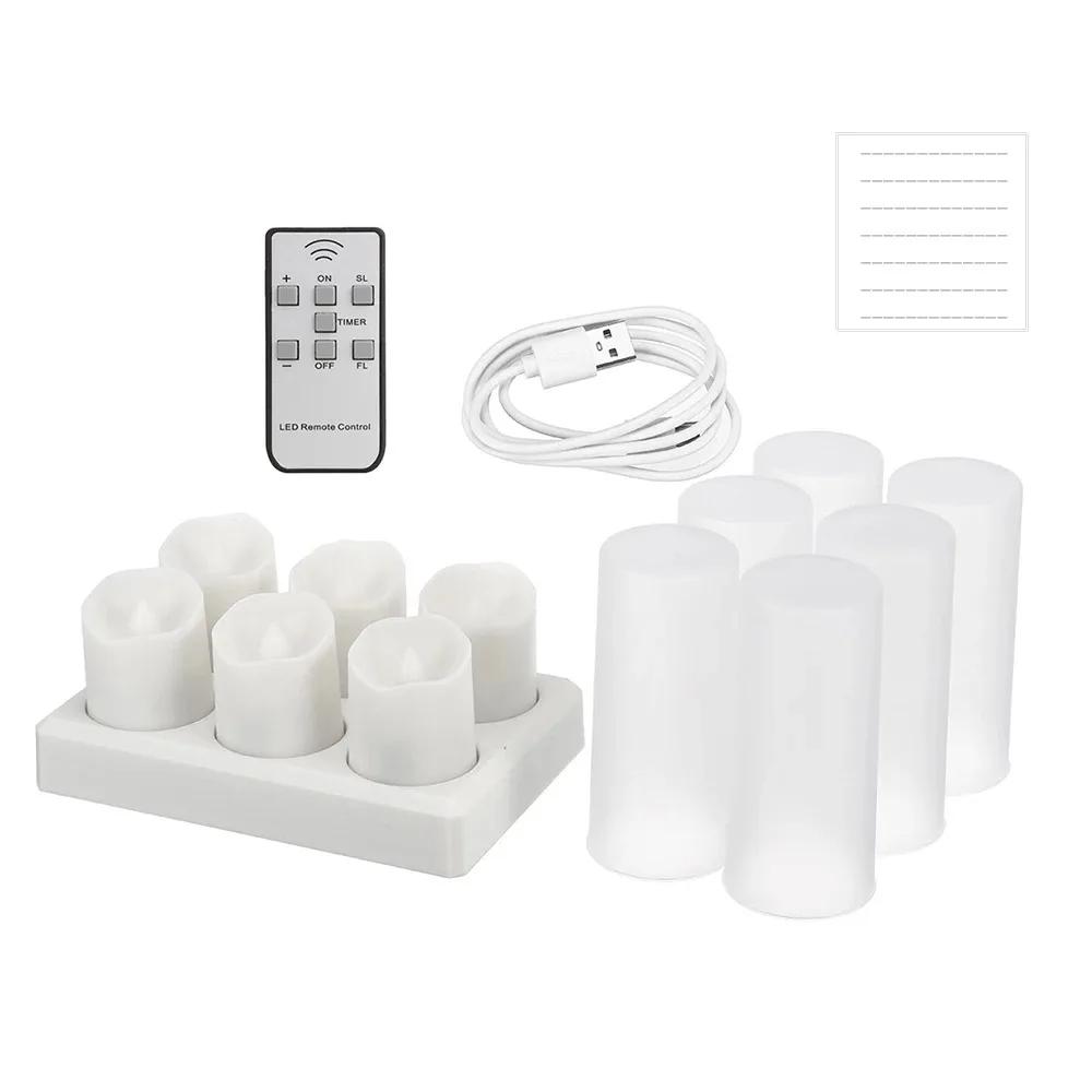 6 Pack USB Rechargeable Flameless Candles Flameless LED Votive Tea Light with Remote for Halloween Christmas Wedding Party Decor