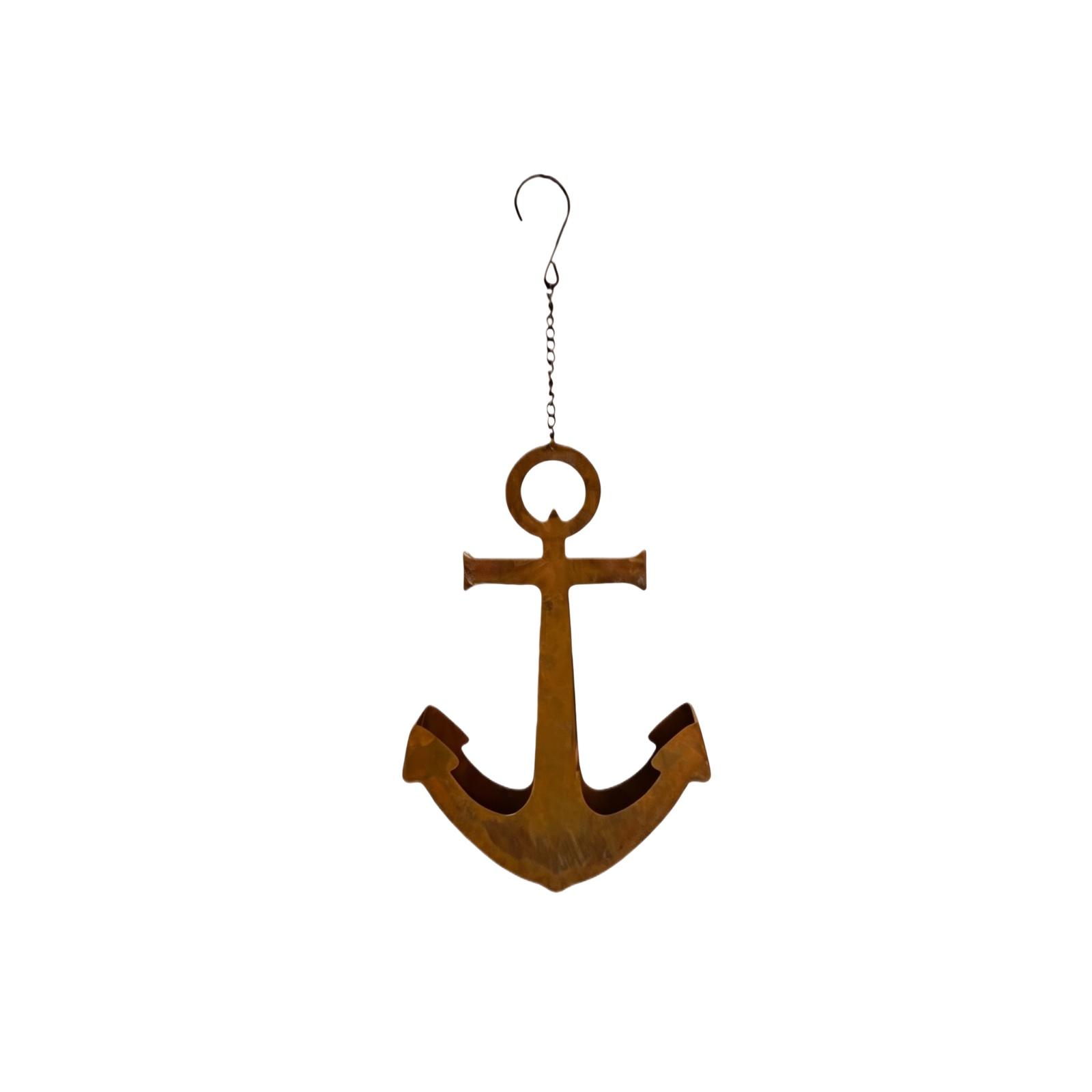

Vintage Style Rusted Metal Anchor Hanging Decoration with Chain for Indoor Outdoor Nautical Themed Spaces and Garden Accents One Size