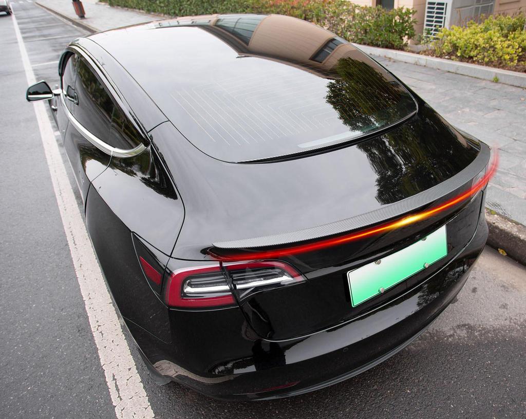 Influencer-Endorsed Carbon Fiber Rear Spoiler Kit for Tesla Model 3