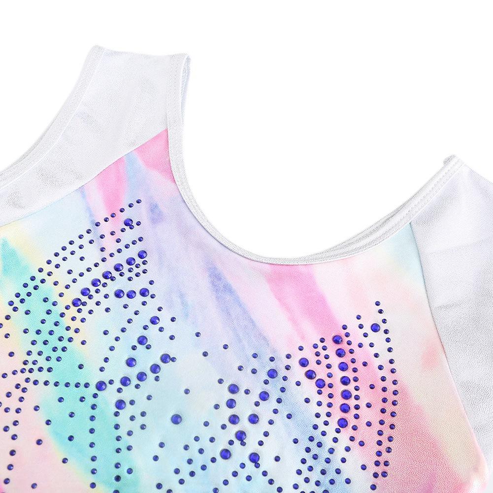 Barn Flickor Ärmlös Glänsande Paljett Gymnastik Balett Dans Dräkt Bodysuit Jumpsuit Ärmlös Dräkt Skridskoåkning Danskläder