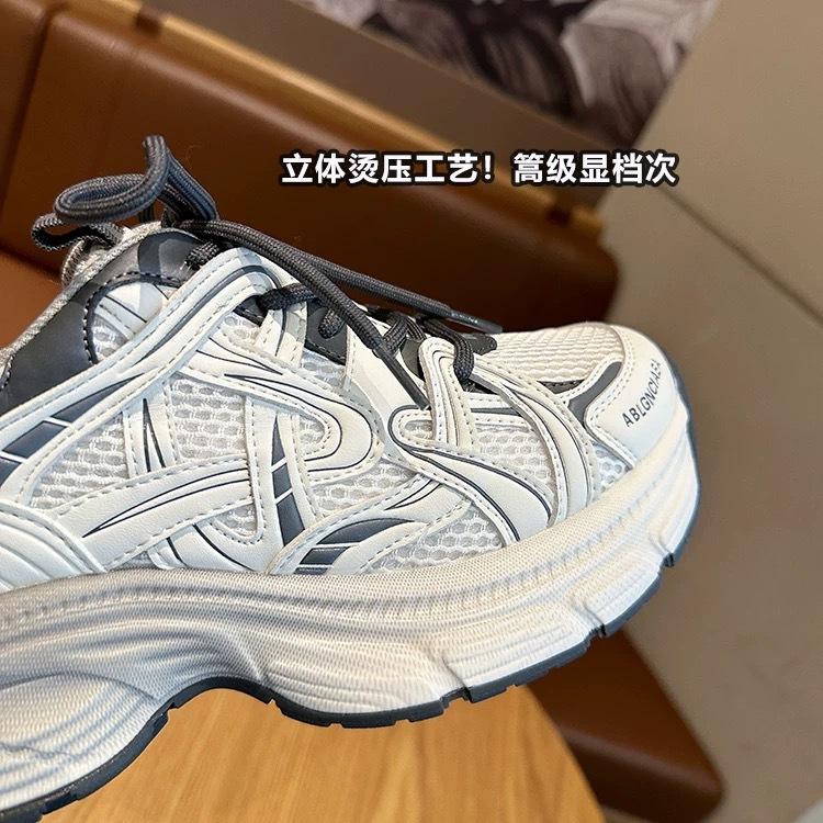 Leather platform dad shoes women's 2025 spring new small height increase lightweight versatile running sports casual shoes