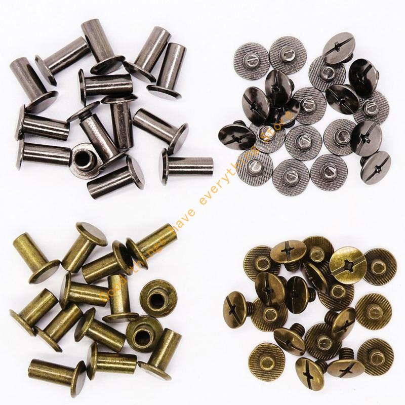 50Pcs Leather Rivets Studs Set Heavy Duty Iron Metal Screws Rivets for Handmade Bag Clothing Repair Sewing Craft Project 55KF