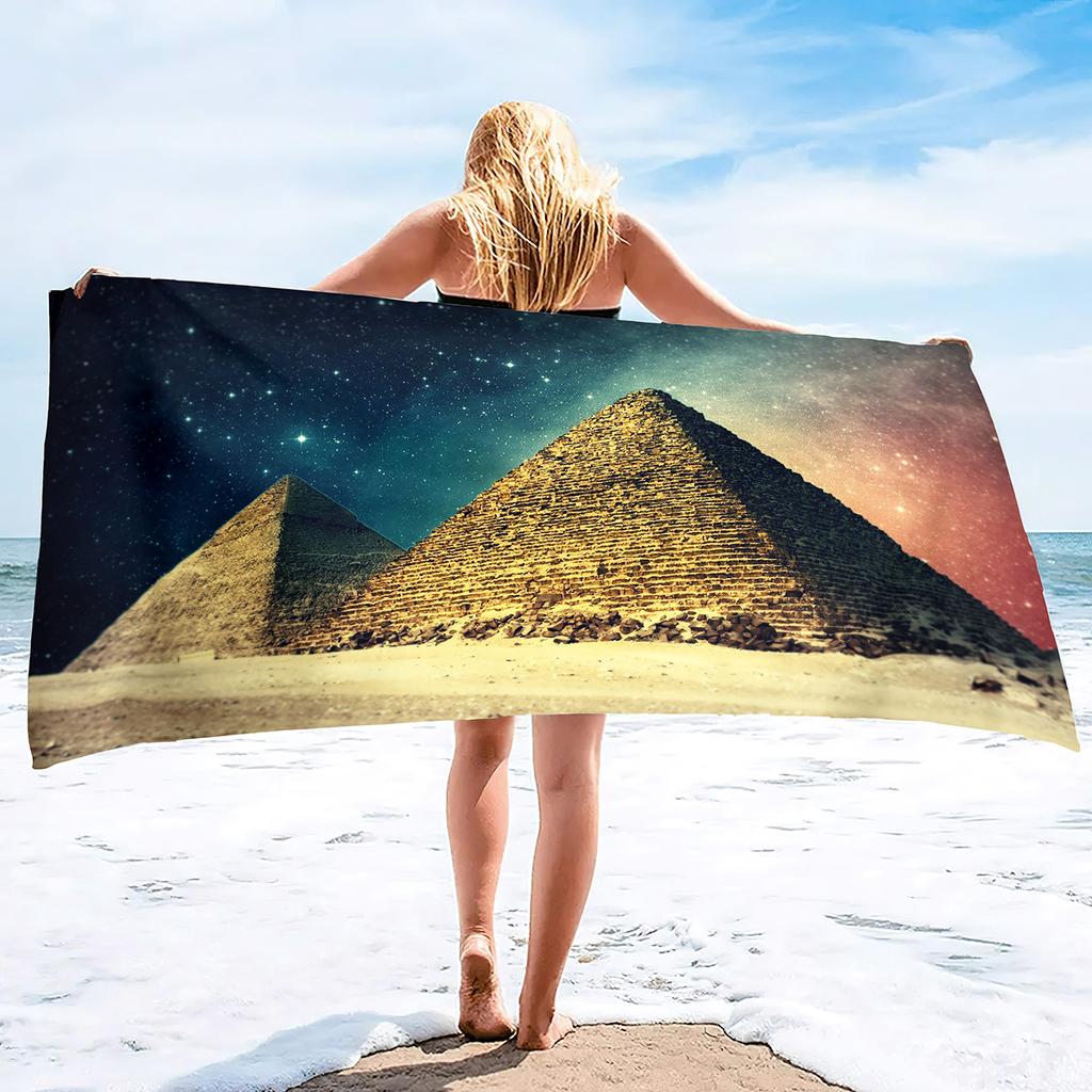 Pyramid Series Seaside Vacation Beach Towel Swimming Bath Towel Microfiber Sports Towel