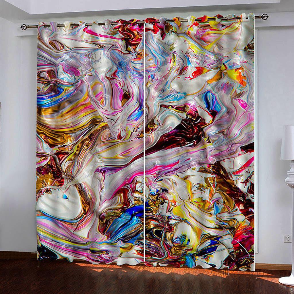 HUANZHUANG Curtain for Kids Room Multicoloured and Gorgeous Print Bedroom Set, Curtains for Living Room Window Treatment Drapes