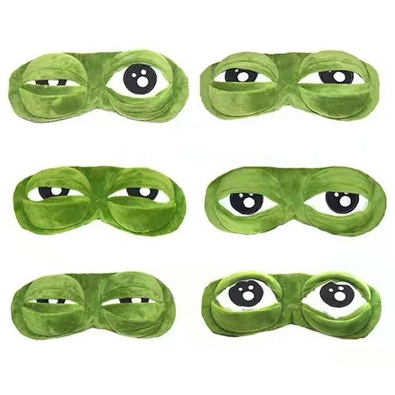 Hirigin New Unisex Creative Travel Sleep 3D Eye Mask Cartoon Frog Filled Hood Eyeshade Cover Blinder Office School Blindfold