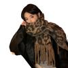 Retro high-end leopard print plush scarf women's autumn and winter thickened warm shawl neck protection cold scarf tide