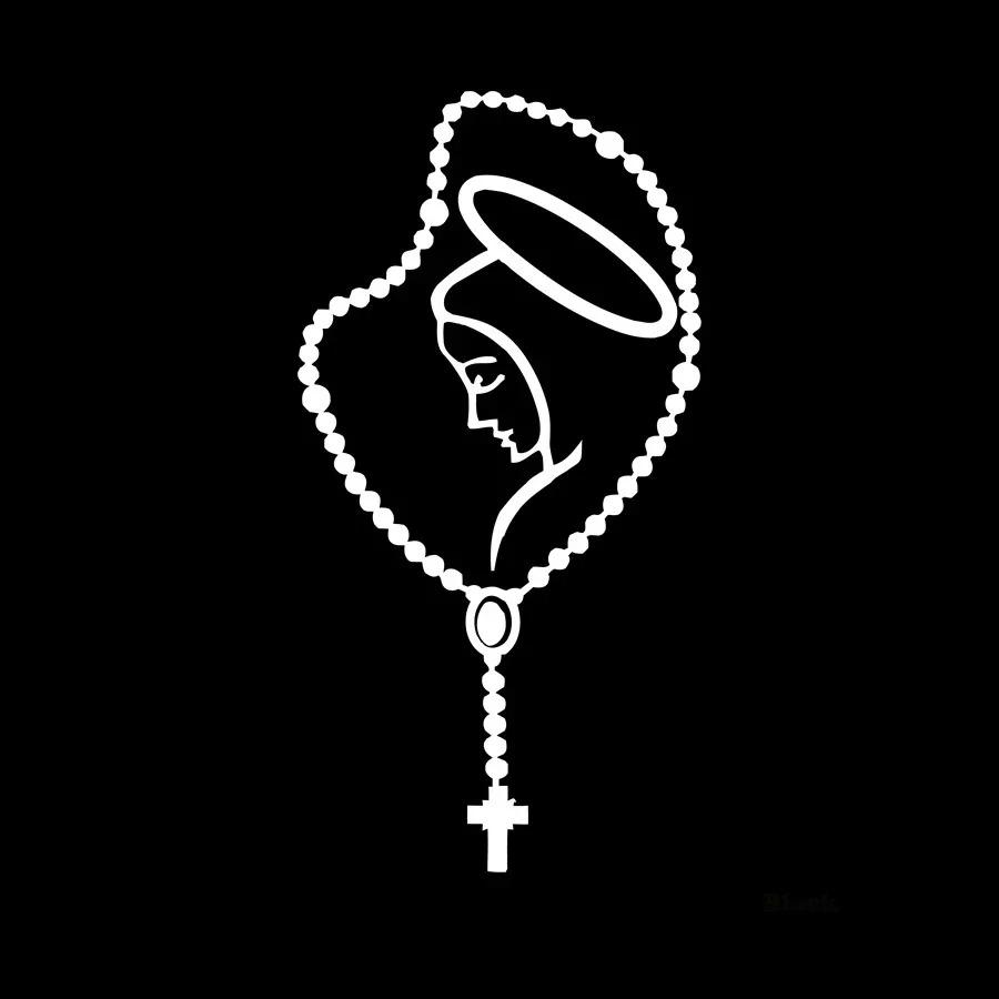 LYKX Rosary Virgin Mary Fatima Decorative Accessories Creative Sunscreen Waterproof Car Stickers Decor Motorcycle Vinyl Decals