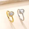 Oval Shaped Zircon Ring for Women Stainless Steel Ring Gold Plated No-fading Jewelry New