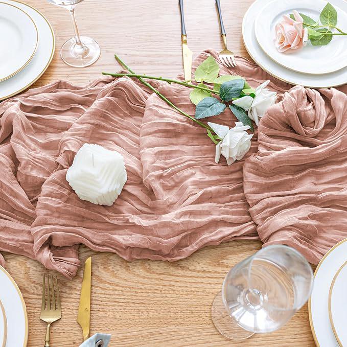 Bohemian Dreamy Bali Yarn Crepe Pleated Table Runner Tablecloth