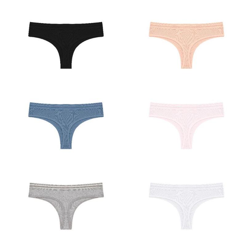 Women Pure Desire Cotton Panties Low-Waist G-String Sexy Lace Floral Thongs Soft and Breathable Sexy Briefs