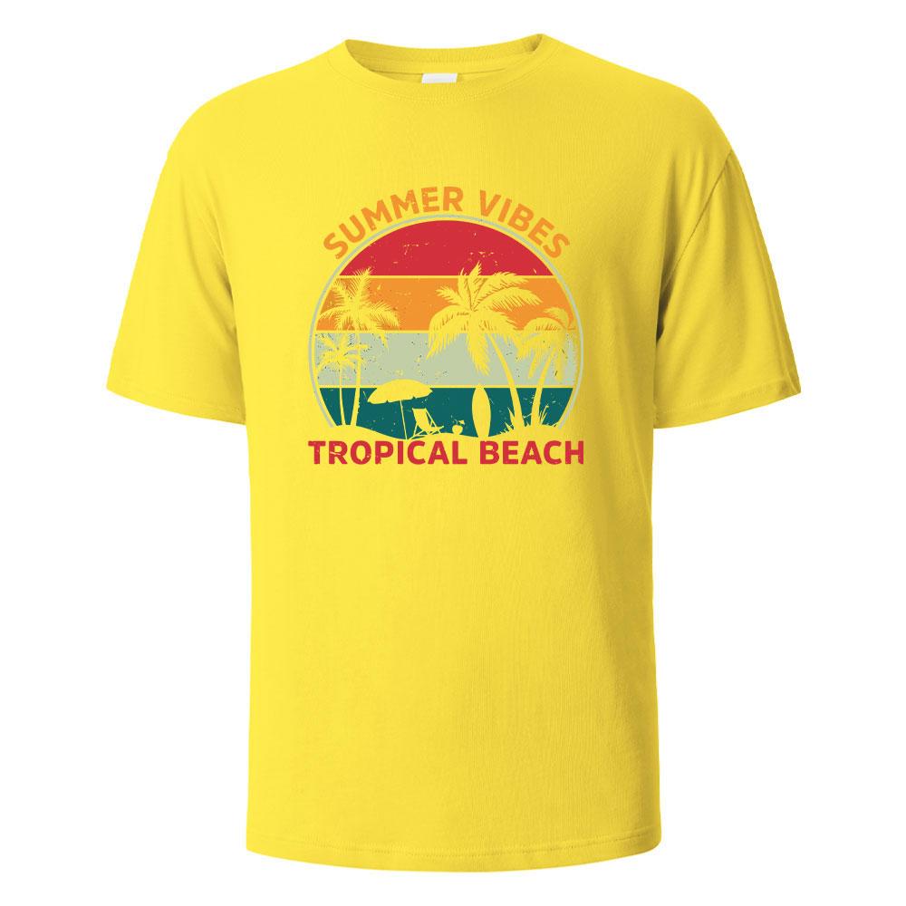 SummerVibes Printing Mens Tshirt Casual Breathable Tshirts 100Cotton Funny Tops Street Oversized TShirts For Men Women Oneck