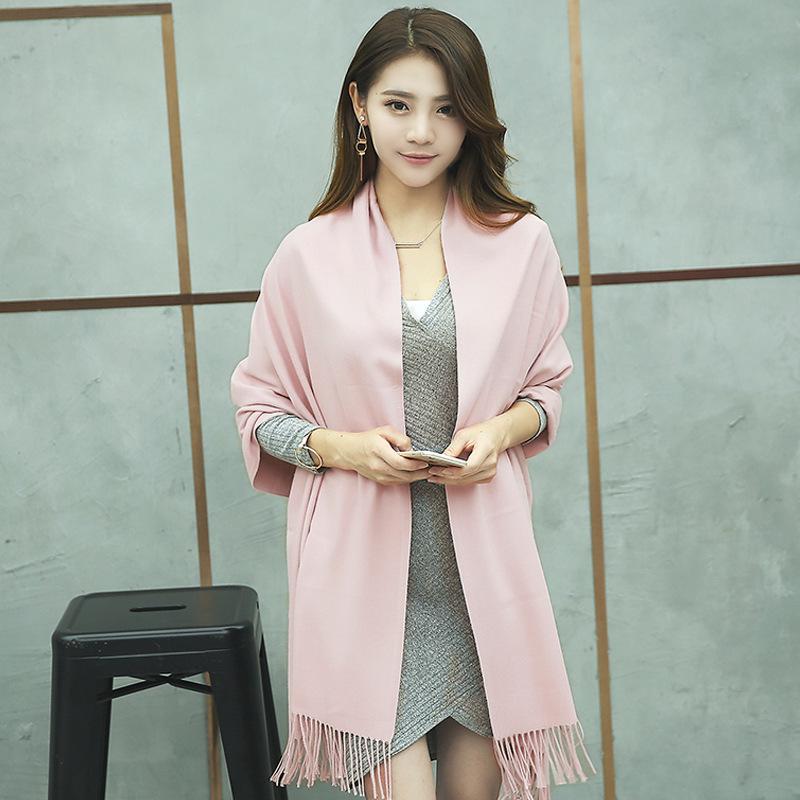 Korean-Style Thickened Imitation Cashmere Scarf: Unisex Long Shawl for Autumn/Winter