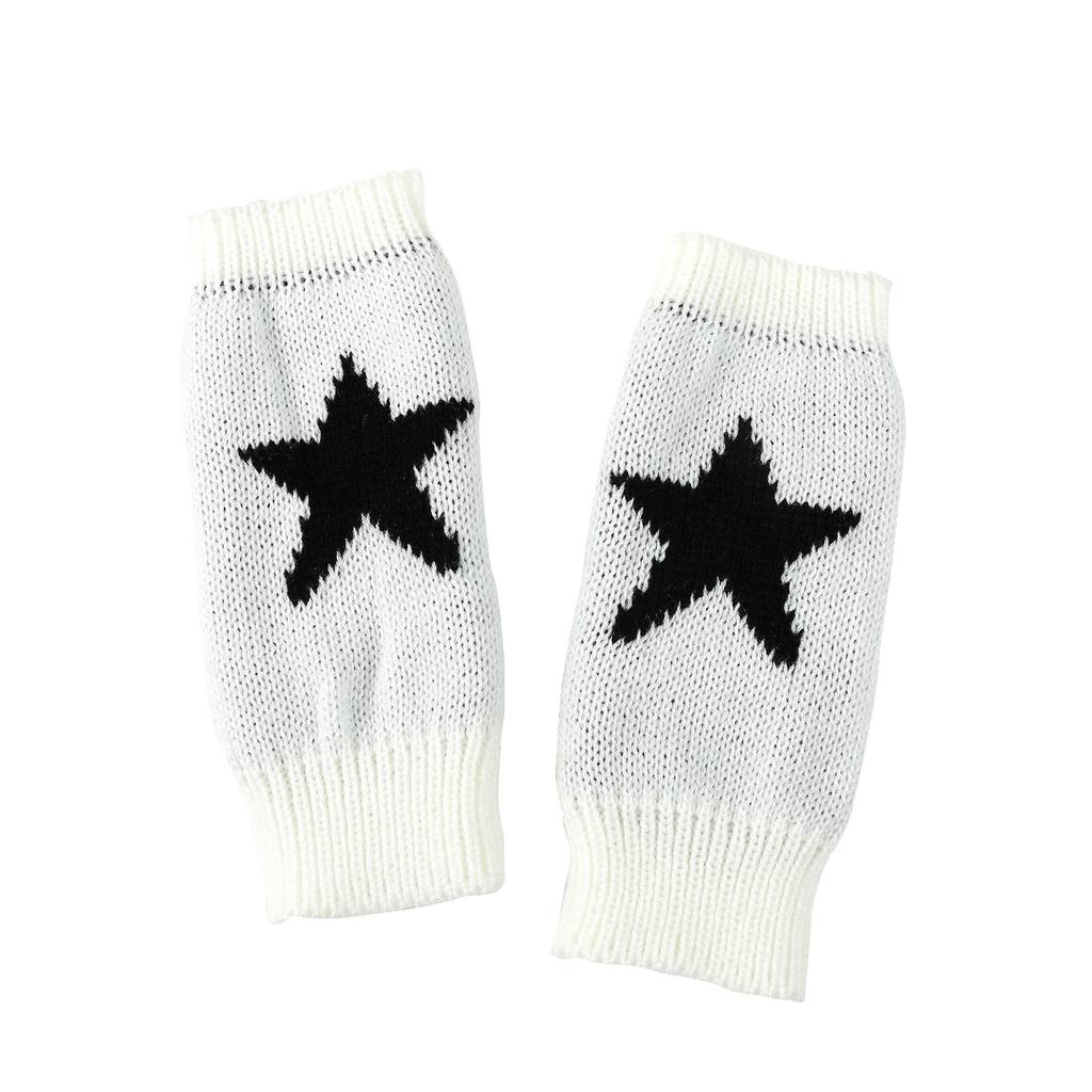Fingerless Star Knitted Gloves With Thumb Hole For Women, Wrist Warmers For Winter Typing, Soft & Stylish Mittens