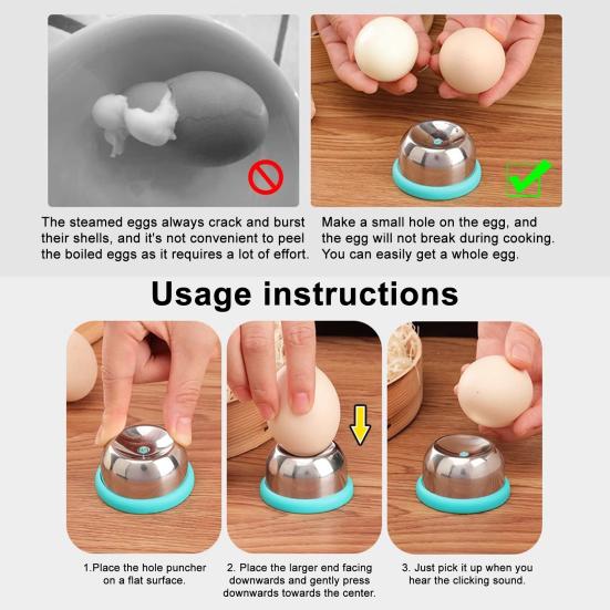 Stainless Steel Egg Piercer with Plastic Base Heavy Duty Egg Hole Puncher Hard Boiled Eggs Poker Peeler Pricker Tools Kitchen Gadgets