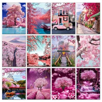 5D DIY Diamant Malerei rosa Landschaft Kreuzstich voller Bohrer Diamant Stickerei Mosaik Baum handgefertigte Wohnkultur