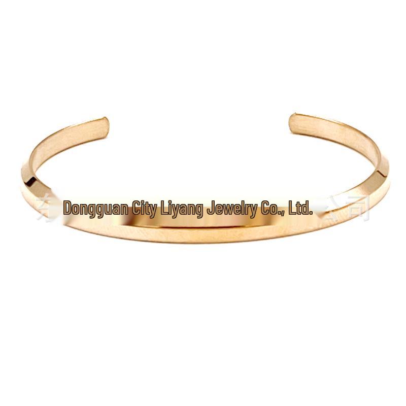 DW Beveled Offener C-förmiger Titanstahl-Armreif - Mehrere Farben erhältlich, 18K Modischer Personalisierter Schmuck