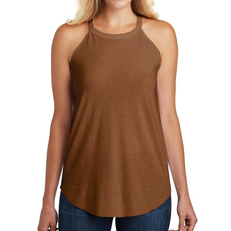 New Women's Elastic Cotton Halter Neck Yoga Camisole: Korean Style Mid-Length Vest for Spring, Summer, and Autumn