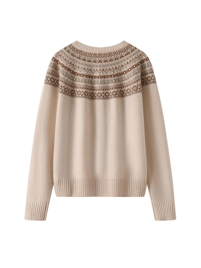 2025 Women's Retro Jacquard Knit Cashmere Cardigan - Autumn/Winter Sweater Coat