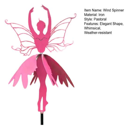 Fairy Wind Spinner Ballet Dancer Fairy Garden Wind Spinner Iron Dancing Fairy Windmill for Yard Patio Decoration