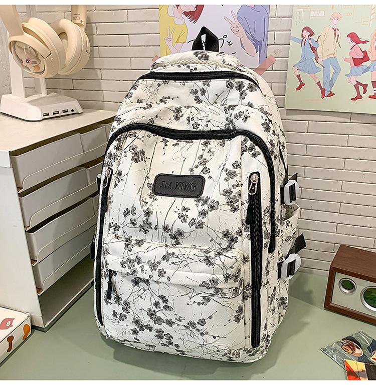 New Sweet Girl Backpack Waterproof Primary School Junior High School Student Schoolbag Printed Bamboo Literary Chinese Style Backpack