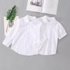 2025 Washable Cotton Lace White Shirt for Girls, Casual Round Neck, Long/Short Sleeves (Medium-Large Sizes)