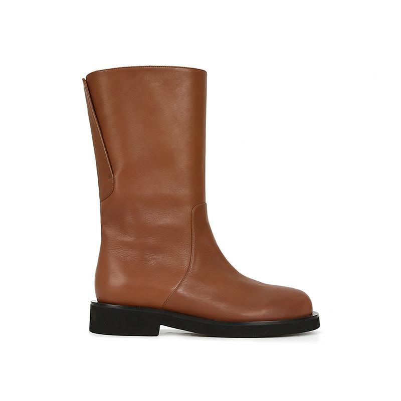 Early autumn clamshell rear split middle boots retro thick heel round head autumn and winter new Martin boots women